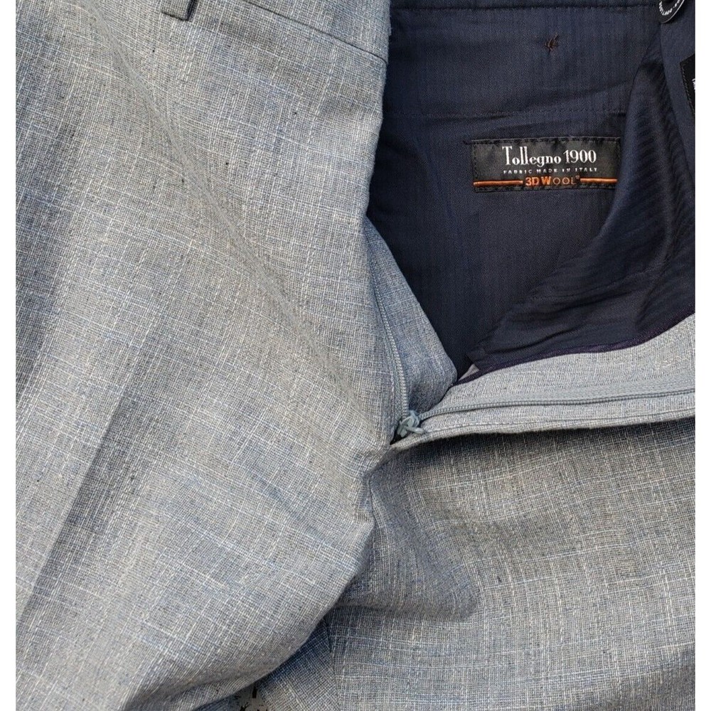 BONOBOS Tollegno 1900 3D Wool Cotton Linen Gray Texture Pants 38/30 Athletic Fit - Picture 3 of 9